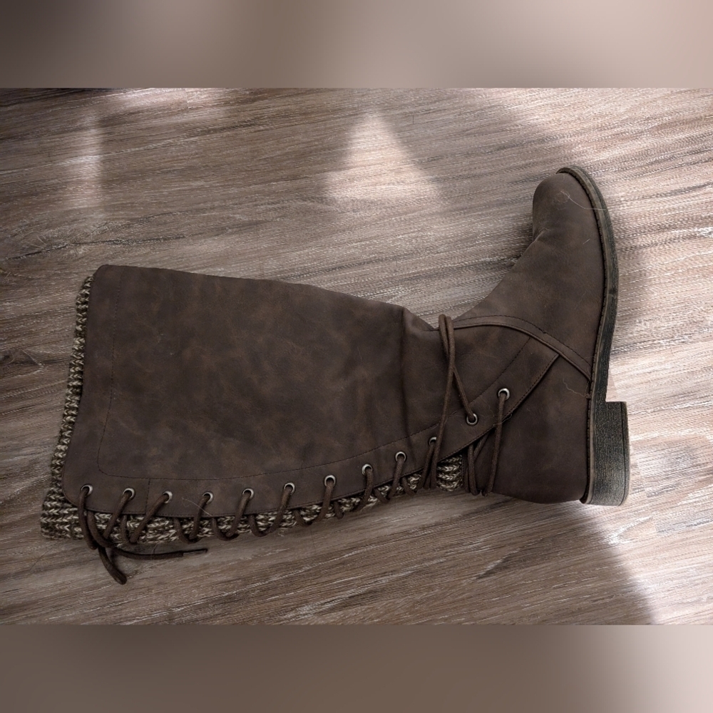 Over‎ the calf boot Chocolate Brown Boot With Faux Liner
